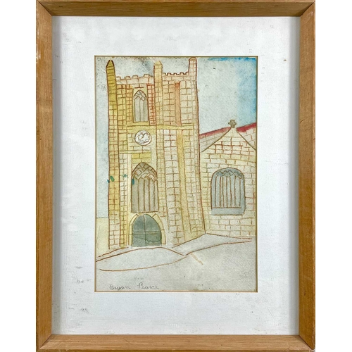 40 - Bryan PEARCE (1929-2006) St Ia Church, St Ives, 1955  Watercolour Signed Inscriptions verso 35 x 24c... 