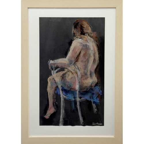 405 - Paul HOARE (XX-XXI) Blue Cane Chair Pastel on paper Signed 63 x 37cm