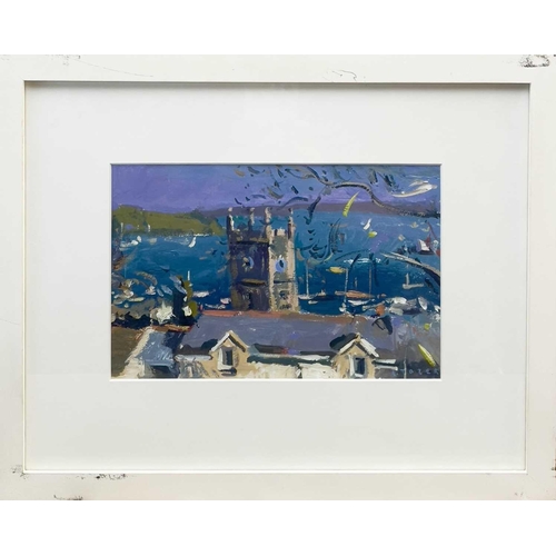 406 - Andrew TOZER (1974) Falmouth Church April Oil on board, signed, 15.5x24cm