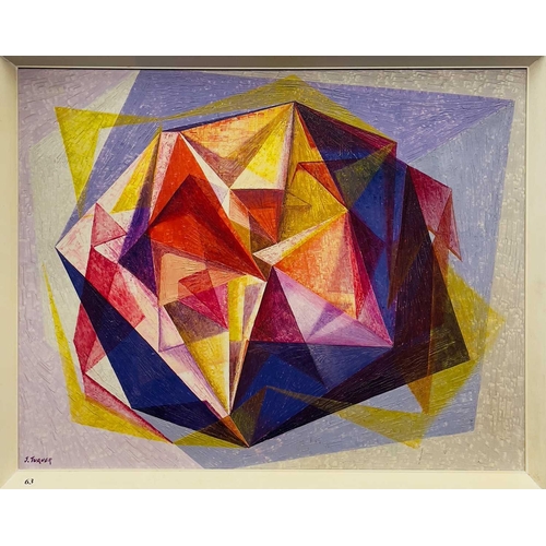 409 - Joyce TURNER (1920-2020) Crystal Oil on board, signed, further signed label to verso, 59 x 74cm.Ther... 