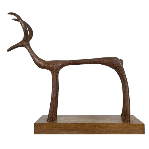 41 - Breon O'CASEY (1928-2011) Deer  Bronze Initialled, dated 2002 (MMII) and numbered I/V to the wooden ... 