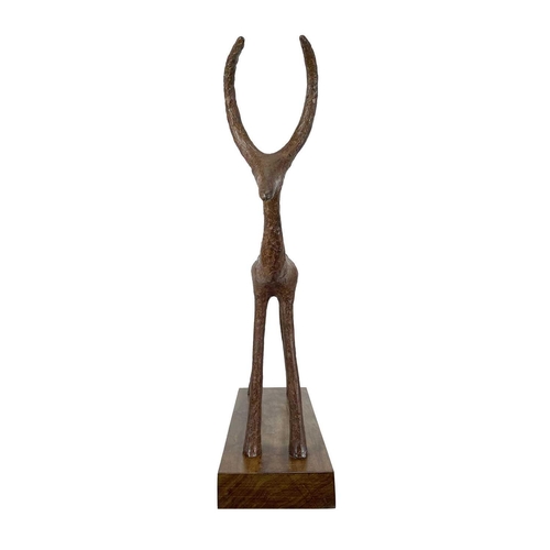 41 - Breon O'CASEY (1928-2011) Deer  Bronze Initialled, dated 2002 (MMII) and numbered I/V to the wooden ... 