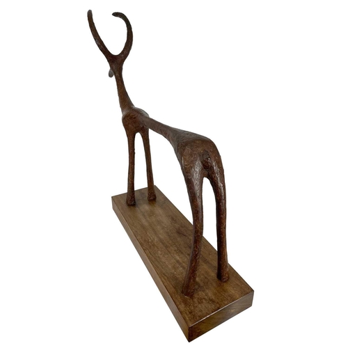 41 - Breon O'CASEY (1928-2011) Deer  Bronze Initialled, dated 2002 (MMII) and numbered I/V to the wooden ... 