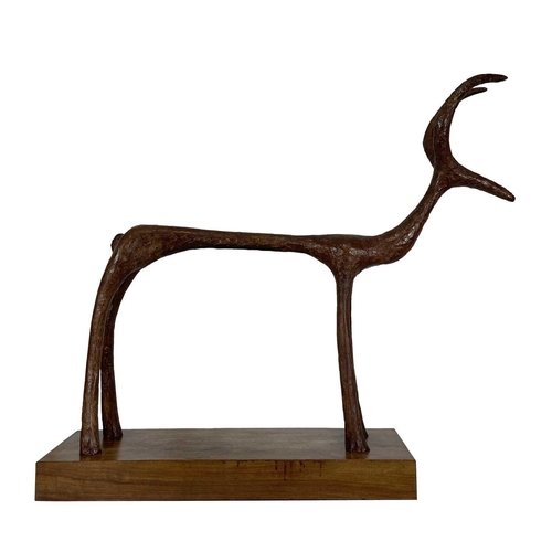 41 - Breon O'CASEY (1928-2011) Deer  Bronze Initialled, dated 2002 (MMII) and numbered I/V to the wooden ... 