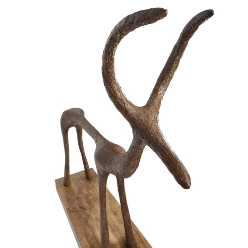 41 - Breon O'CASEY (1928-2011) Deer  Bronze Initialled, dated 2002 (MMII) and numbered I/V to the wooden ... 