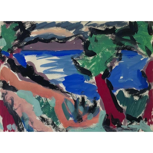 411 - Tim NEWMAN (1956) Samos Gouache on paper Signed and dated 2008 Further signed to verso 21 x 29cm Fro... 