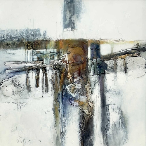 42 - Peter WRAY & Judy COLLINS (XX-XXI) Jetty Oil on canvas Signed and dated 2010 to verso 50 x 50cm Corn... 