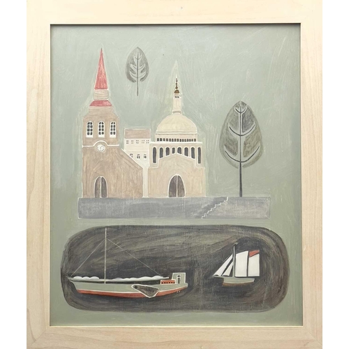 429 - Beccy MARSHALL Thames Barge  Oil on board Signed, titled and dated 2011 to verso 62 x 52cm