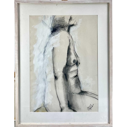 435 - Judy SYMONS (XX-XXI) Nude Figure Charcoal on paper Signed 82 x 58cm