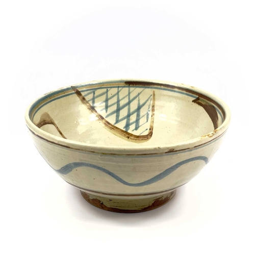 472 - Michael CARDEW (1901-1983) A large footed stoneware bowl. Impressed personal and Wenford Pottery sea... 