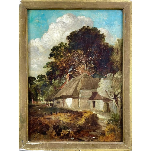 510 - Miles Edmund COTMAN (1810-1858) Farmstead Oil on canvas, initialled, 35 x 26cm.There are two areas w... 