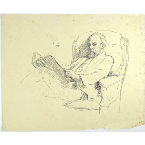 539 - Hubert Lindsay WELLINGTON (1879-1967) Study of a Figure in a Armchair, along with five other works b... 