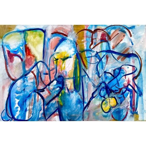 556 - Halina NALECZ (1917-2008) Untitled Abstract Mixed media Signed 76 x 48.5 cm Together with two abstra... 