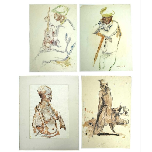 562 - Stella SHAWZIN (1923-2020) Four figural studies  Mixed media, Each signed, The largest piece: 60 x 4... 