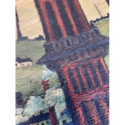 566 - W V BROOKES The Smoking Stacks Oil on board, signed and dated '72, 49 x 59cm.The piece displays slig... 