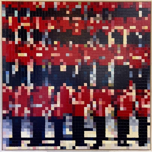 577 - Carl JAYCOCK (1963) The Royal Guards (Stripes as carrier of meaning series) Oil on canvas Signed and... 