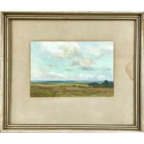 597 - Attributed to Henry STRACHEY (1863-1940) Coast Oil on paper, signed, 16 x 24cm.