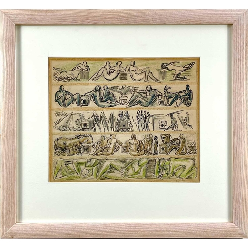 600 - Willi SOUKOUP RA (1907-1995) Studies for Figurative Friezes Mixed media Signed 27 x 32cm Provenance ... 