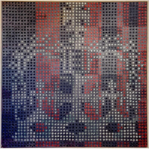 605 - Carl JAYCOCK (1963) The Royal Crown in The Stars (Stripes as a carrier of meaning series) Oil on can... 