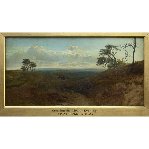 618 - Attributed to George Vicat COLE (1833-1893) Crossing the Moor - Evening Oil on canvas 20 x 40cm