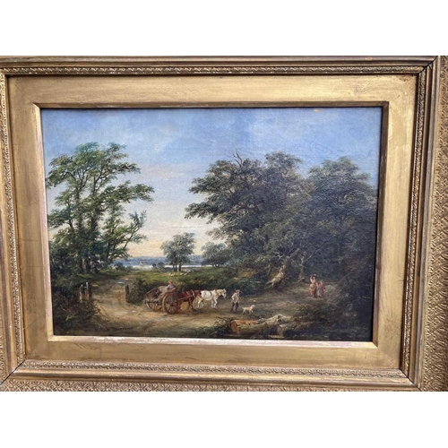 629 - Robert BURROWS (1810-1883) Country Landscape with Horse and Cart Oil on canvas, signed, 23 x 34cmOve... 