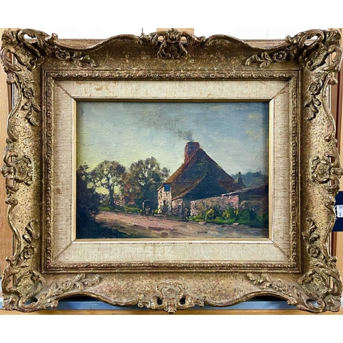 638 - Jose WEISS (1859-1919) Rural Inn Oil on panel Signed 18.5 x 26cm