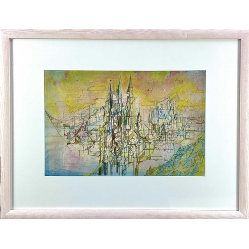 642 - Leslie HURRY (1909-1978) Untitled (Cityscape) Mixed media Signed and dated 1963 36 x 55cm Provenance... 