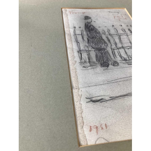 666 - LOWRY???? Drawing Graphite on paper 19 x 11cm The present owner purchased this work along with multi... 