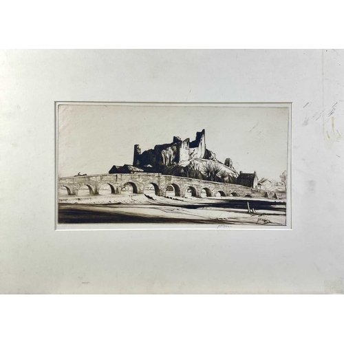 678 - Job NIXON (1891-1938) Glainworth Castle Etching Signed Plate size: 20 x 38cm