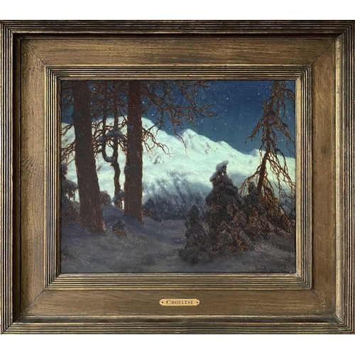 689 - Ivan Fedorovitch CHOULTSÉ (1874/77-c.1937) Nuit D'Hiver, Engadine Oil on canvas, signed, old labels ... 