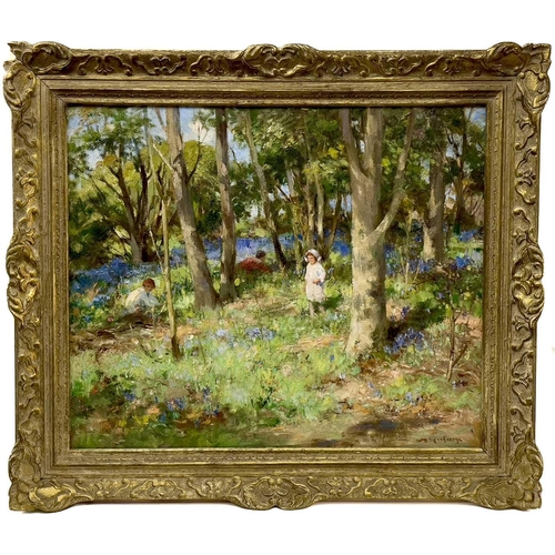 69 - William Stewart MACGEORGE (1861-1931) Gathering Bluebells Oil on canvas, signed, 48 x 58cm.This is i... 