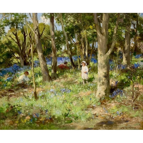 69 - William Stewart MACGEORGE (1861-1931) Gathering Bluebells Oil on canvas, signed, 48 x 58cm.This is i... 