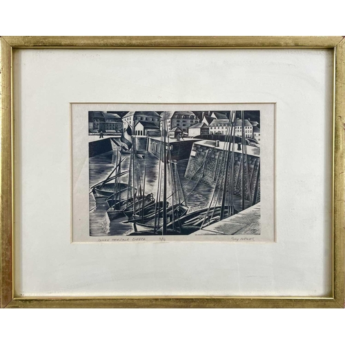 708 - Guy Seamour Warre MALET (1900-1973) Inner Harbour Dieppe Woodcut, signed, numbered 3/50, image size:... 