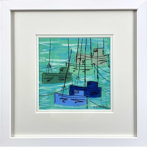 88 - Stephen FELSTEAD (1957) Porthleven Boats Pastel on paper Signed Further signed and dated 2022 to ver... 