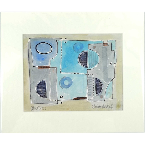 9 - William BLACK (XX) Blue Circles Ink and wash Signed and dated '68 14 x 18cm