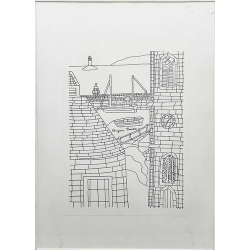 93 - Bryan PEARCE (1929-2006) St Ives Ink Drawing, Signed, 42x30cm Provenance - The John and Gunni Crowth... 