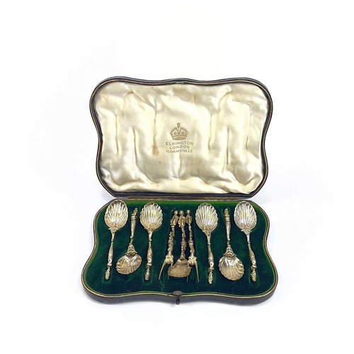 105 - A set of six 19th century French silver coffee spoons. The terminals cast as a female head with dolp... 