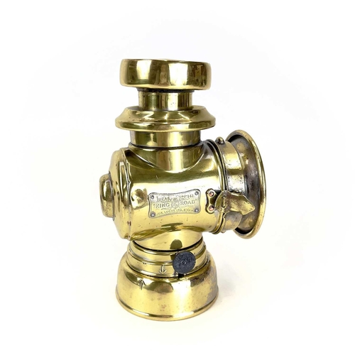 106 - A Lucas brass King of the Road lamp. No.141, with traces of original nickel plate, height 22cm.