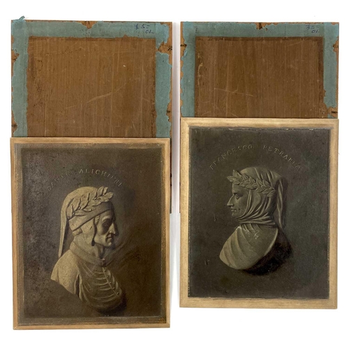 1412 - Two 19th Century portraits of earlier Italian poets, both oil on card. A Portrait of Petrarch (Franc... 