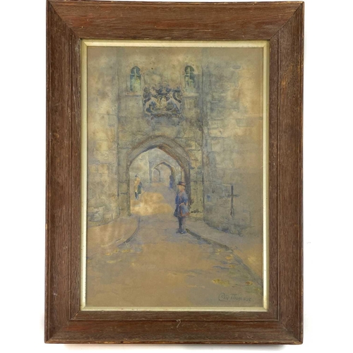 1413 - C M THOMPSON (XX) Guardsman next to an archway Watercolour 39cm x 26cm Together with a W. A. CROSS t... 