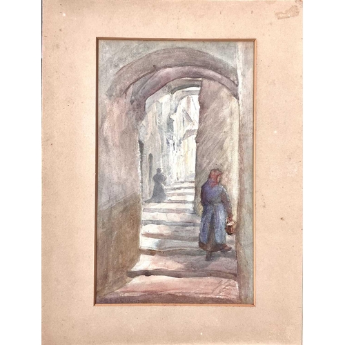 1426 - Sarah Elizabeth WHITEHOUSE (act.1882-1911) Street Scene  Street Scene with Two Figures Watercolour S... 