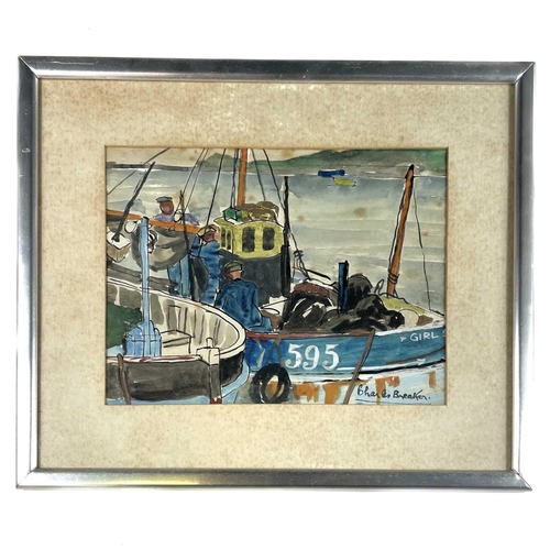 1435 - Charles BREAKER (1906-1985) Crabbers Watercolour Signed 18cm x 24cm