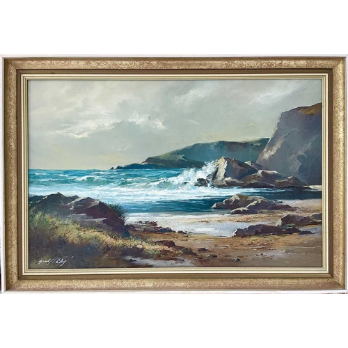 1459 - Gerald PHILLIPS (20th Century Cornish School) Beachscape Signed 64cm x 100cm