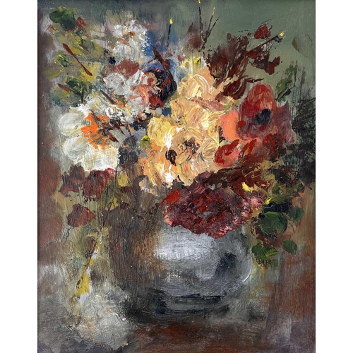 1462 - Joan KINDER (1916 - 2005) 'Mixed Flowers' Oil on board Signed and inscribed as titled verso 21cm x 1... 