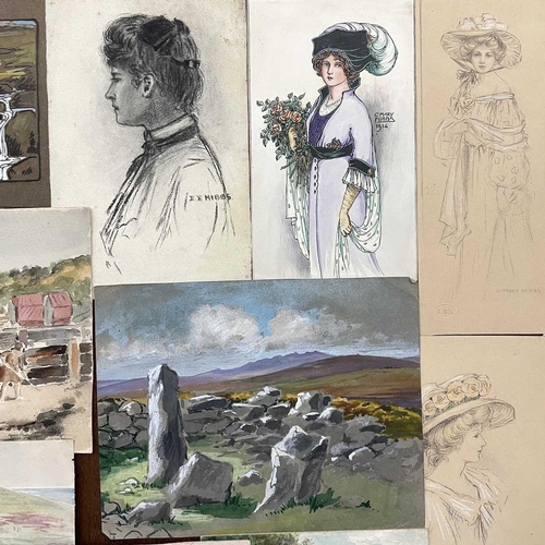 1468 - C. Mary HIBBS (20th Century, Torquay School) A portfolio of works including two charming mixed media... 