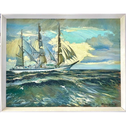 1469 - J.R. DONNACHIE (20th Century) Sailing Ship at Sea Oil on canvas Signed 70cm x 90cm