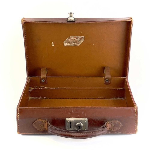 147 - A small leather travel case. Width 27cm, together with another small case, labelled for 'Mr Swede, W... 