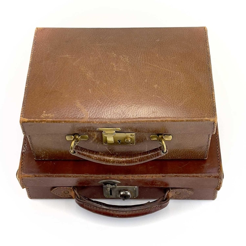 147 - A small leather travel case. Width 27cm, together with another small case, labelled for 'Mr Swede, W... 