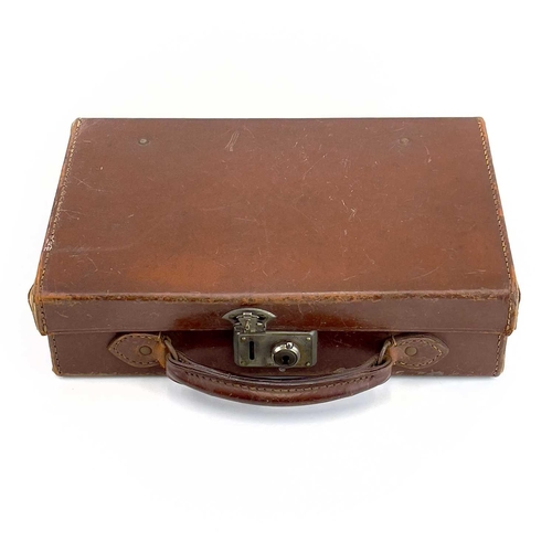 147 - A small leather travel case. Width 27cm, together with another small case, labelled for 'Mr Swede, W... 