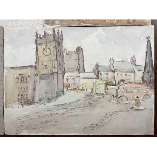 1472 - Nora KIDDER (1888-) Eight watercolours of street and country scenes with some initialled by the arti... 